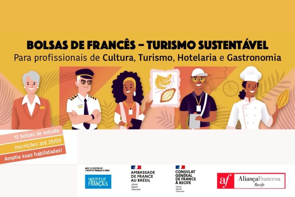 Cartaz de divulgação do programa de bolsas de estudo de francês